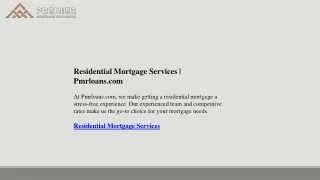 Residential Mortgage Services  Pmrloans.com