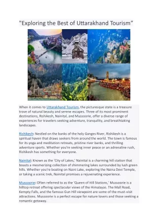 Exploring the Best of Uttarakhand Tourism