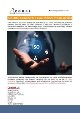 iso 14001 consultants coral esecure private