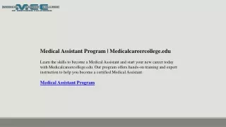 Medical Assistant Program  Medicalcareercollege.edu