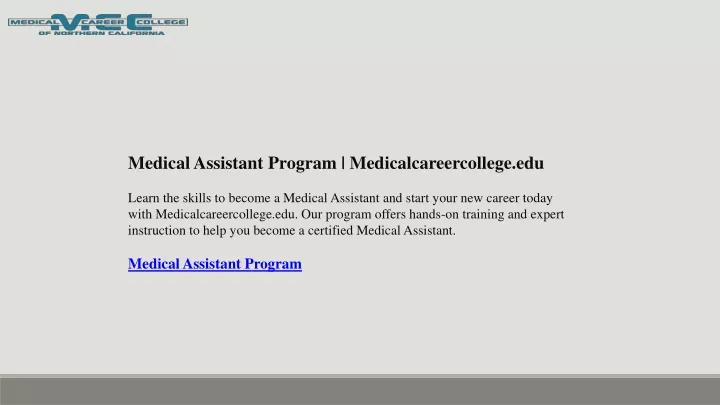 medical assistant program medicalcareercollege