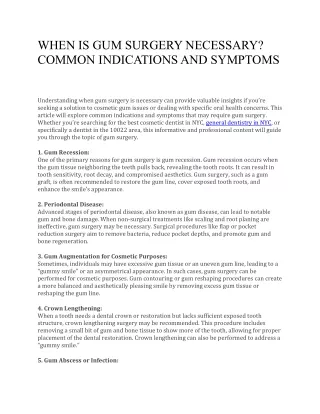 When Is Gum Surgery Necessary: Common Indications and Symptoms
