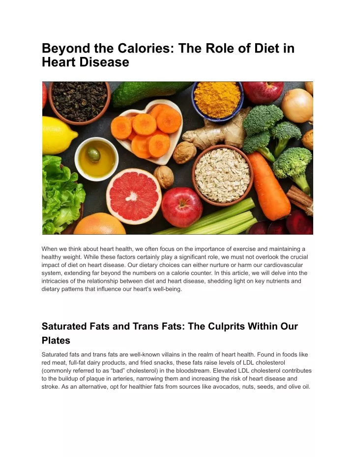 beyond the calories the role of diet in heart