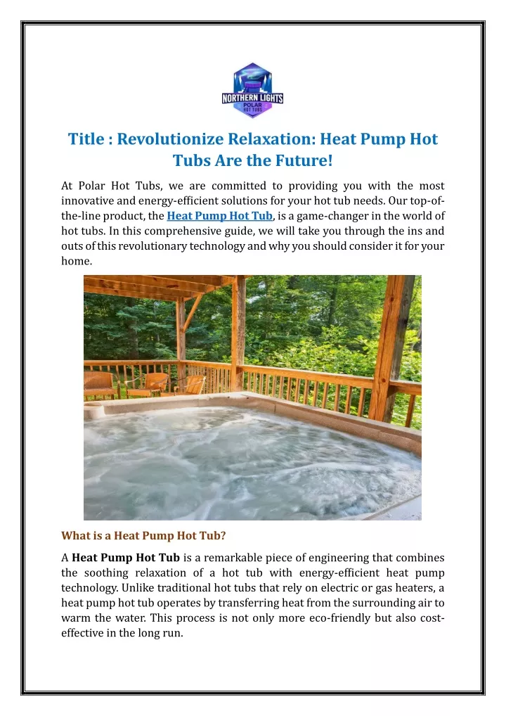 title revolutionize relaxation heat pump hot tubs