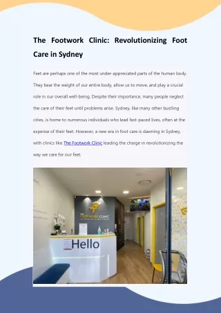 The Footwork Clinic: Revolutionizing Foot Care in Sydney