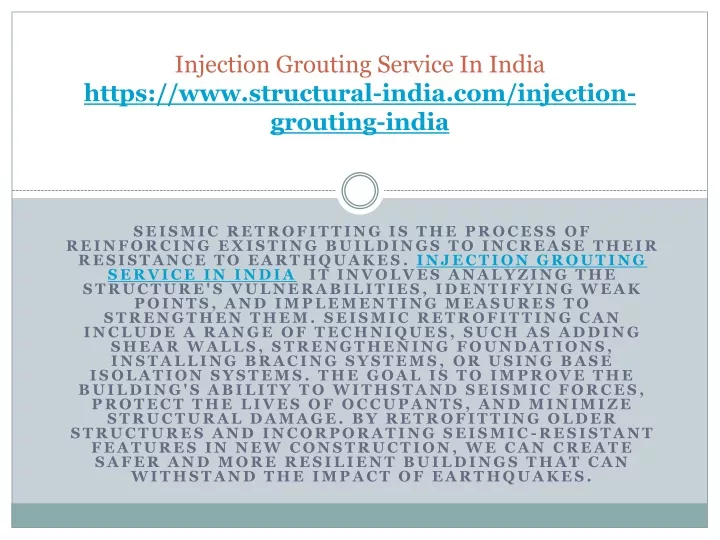 injection grouting service in india https www structural india com injection grouting india