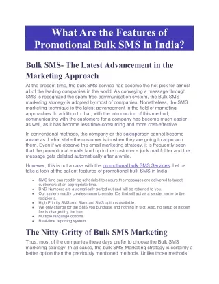 What Are the Features of Promotional Bulk SMS in India