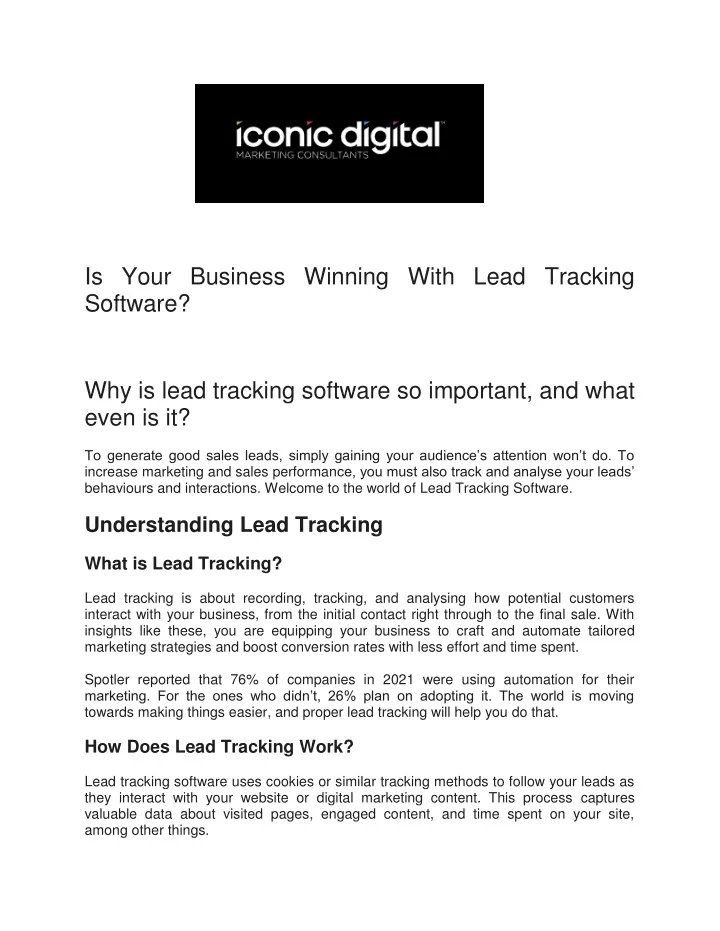 is your business winning with lead tracking