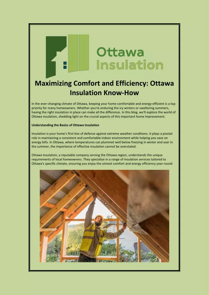 maximizing comfort and efficiency ottawa