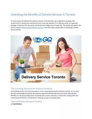 Delivery Service Toronto