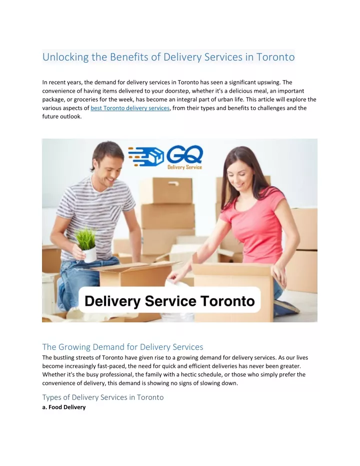 unlocking the benefits of delivery services
