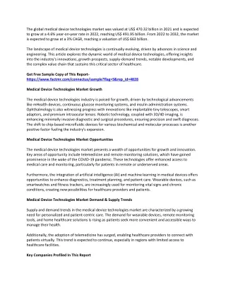 the global medical device technologies market