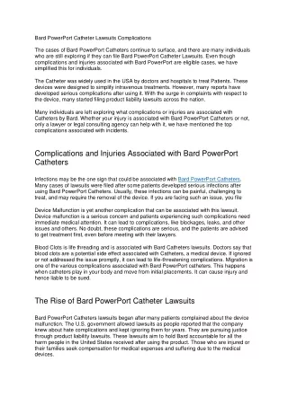 Bard PowerPort Catheter Lawsuits Complications.doc