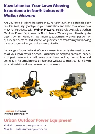 Revolutionise Your Lawn Mowing Experience in North Lakes with Walker Mowers