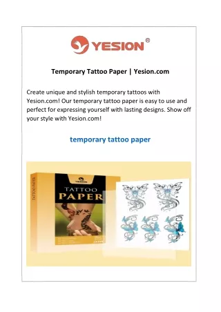 Temporary Tattoo Paper  Yesion