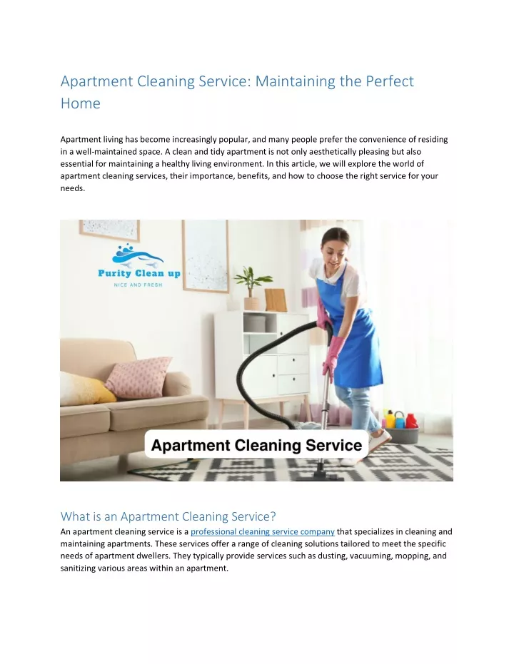 apartment cleaning service maintaining