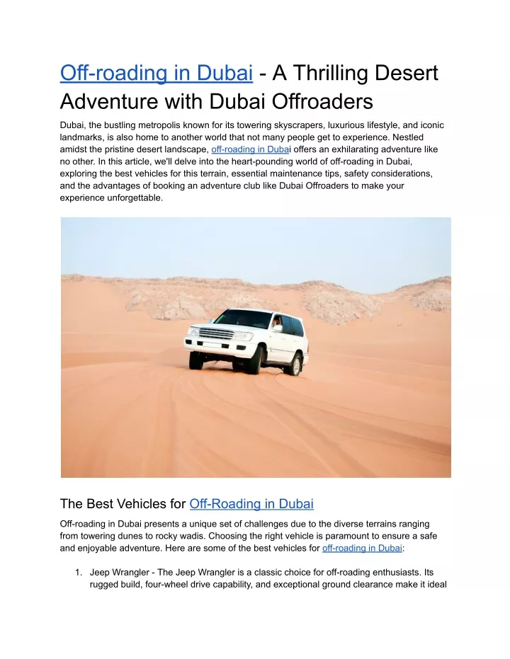 off roading in dubai a thrilling desert adventure