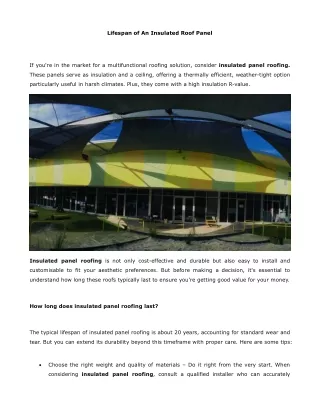 lifespan of an insulated roof panel