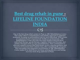 Best drug rehab in pune - LIFELINE FOUNDATION
