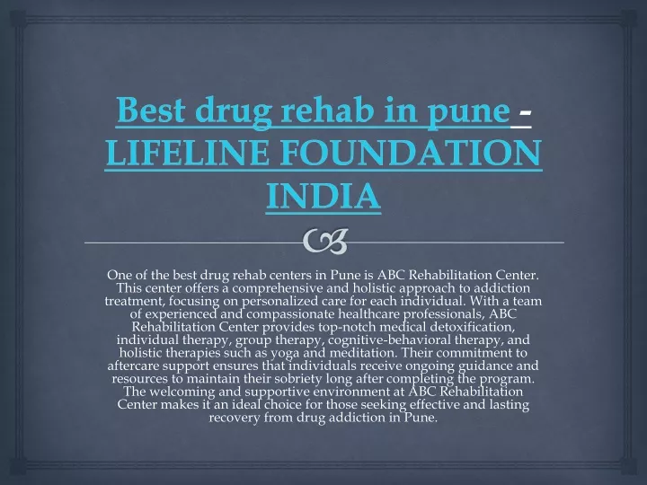 best drug rehab in pune lifeline foundation india