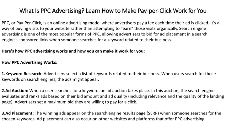 what is ppc advertising learn how to make pay per click work for you