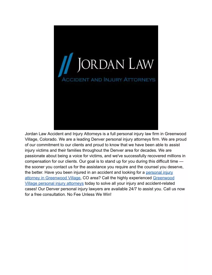 jordan law accident and injury attorneys