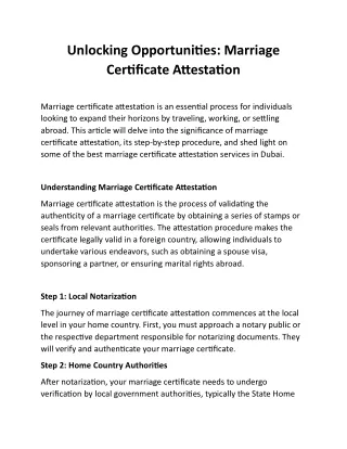 Marriage Certificate Attestation