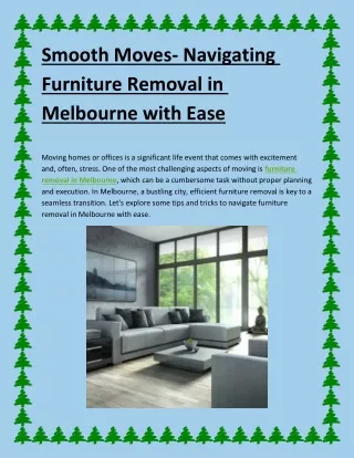 Smooth Moves- Navigating Furniture Removal in Melbourne with Ease