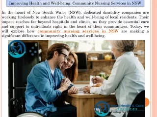 Improving Health and Well-being Community Nursing Services in NSW - HH&CS