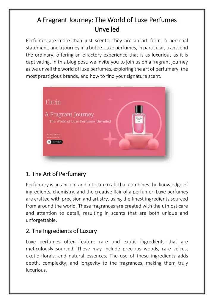 a fragrant journey the world of luxe perfumes