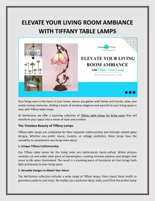 ELEVATE YOUR LIVING ROOM AMBIANCE WITH TIFFANY TABLE LAMPS