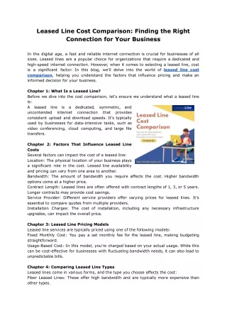 Leased Line Cost Comparison_ Finding the Right Connection for Your Business