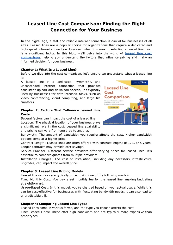 leased line cost comparison finding the right