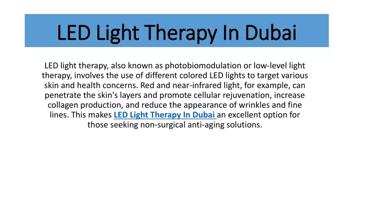 led light therapy in dubai led light therapy