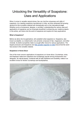 unlocking the versatility of soapstone uses