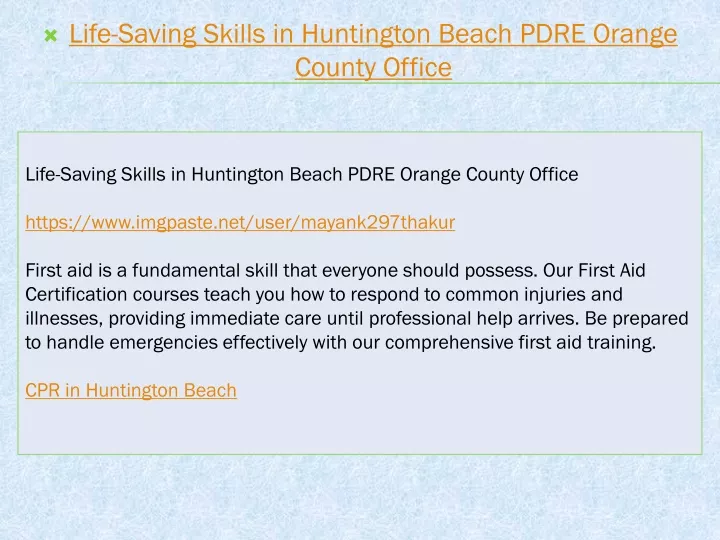 life saving skills in huntington beach pdre orange county office