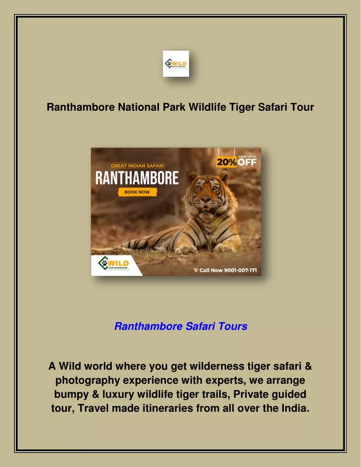 ranthambore national park wildlife tiger safari