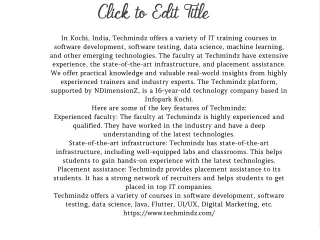 IT Training Institutes in Kochi