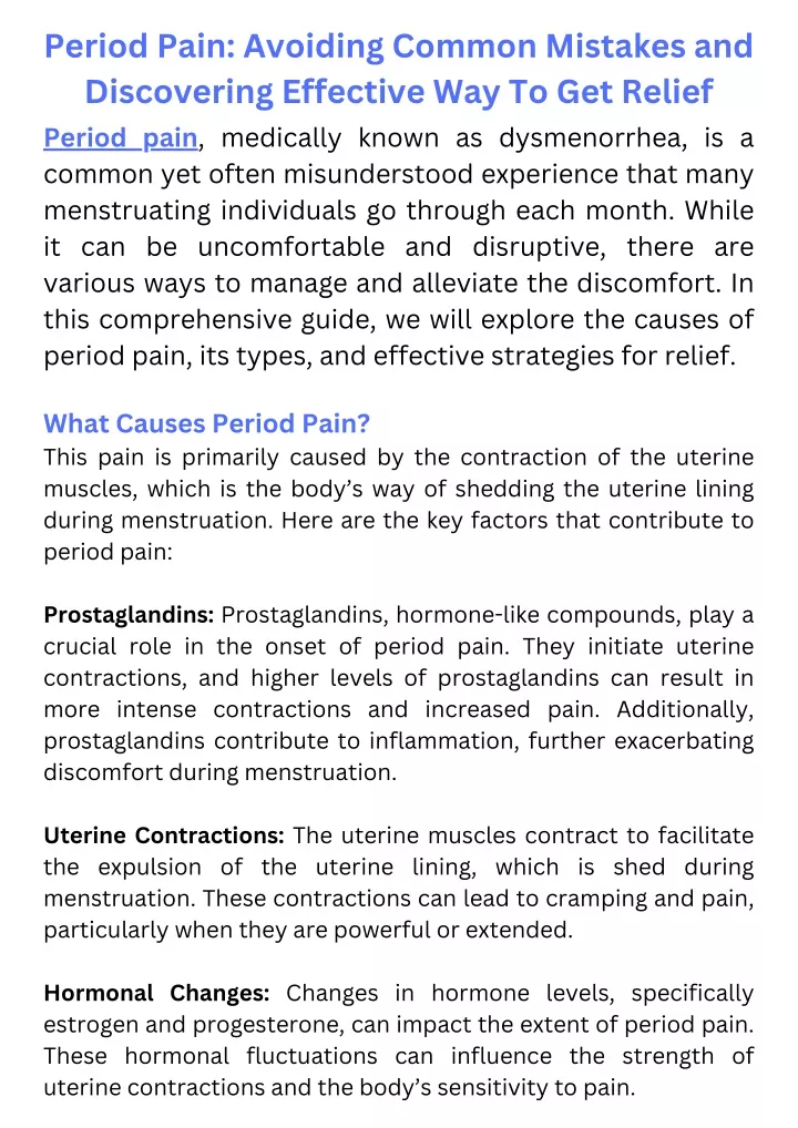 period pain avoiding common mistakes
