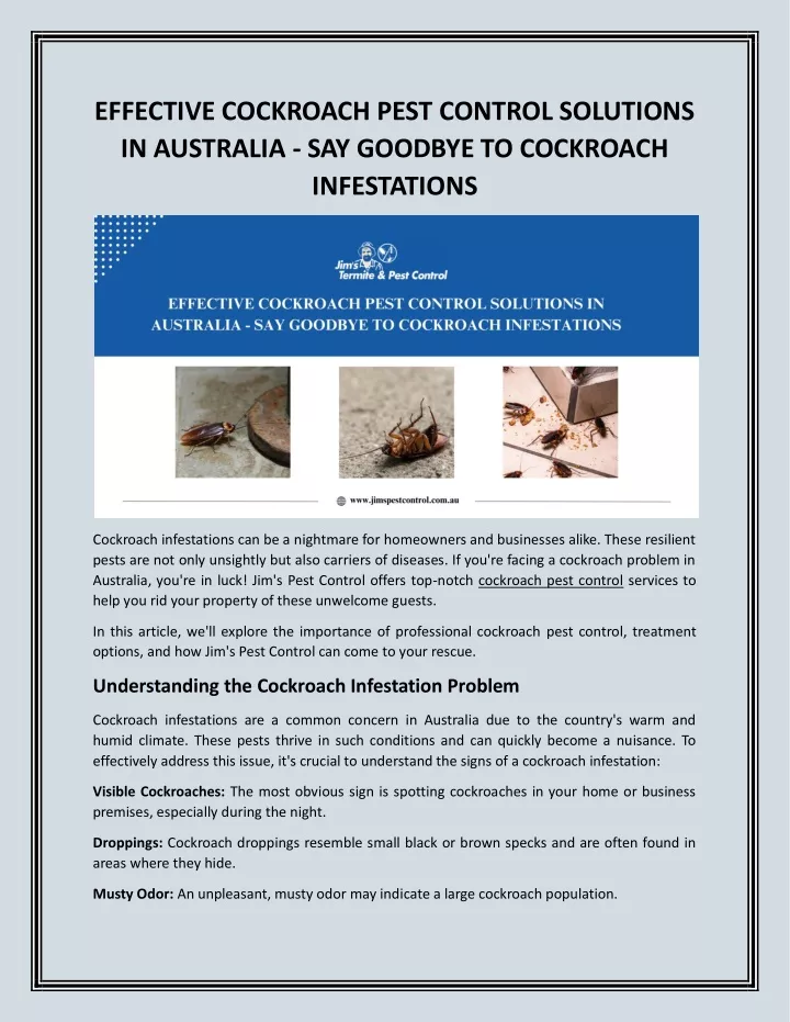 effective cockroach pest control solutions