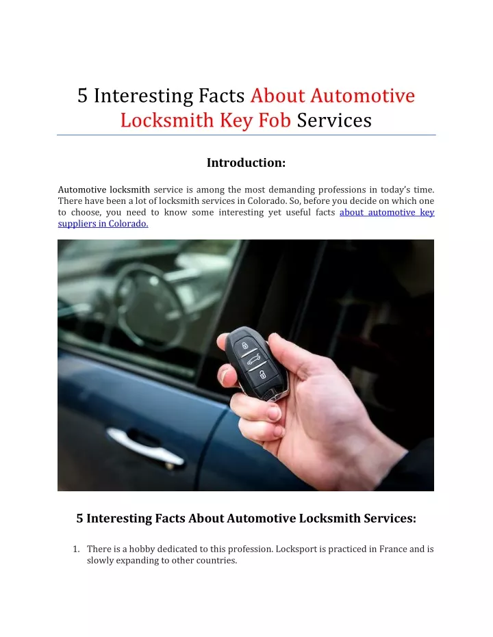 5 interesting facts about automotive locksmith