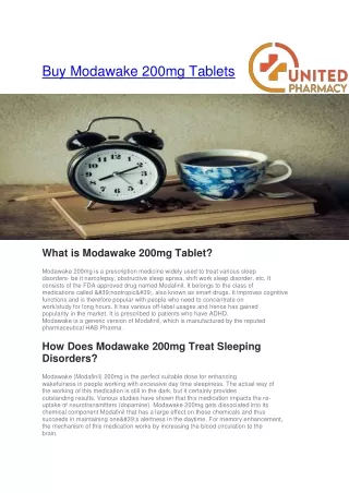 Buy Modawake 200mg at Cheap Price in USA to Treat Unwanted Sleep in a Day