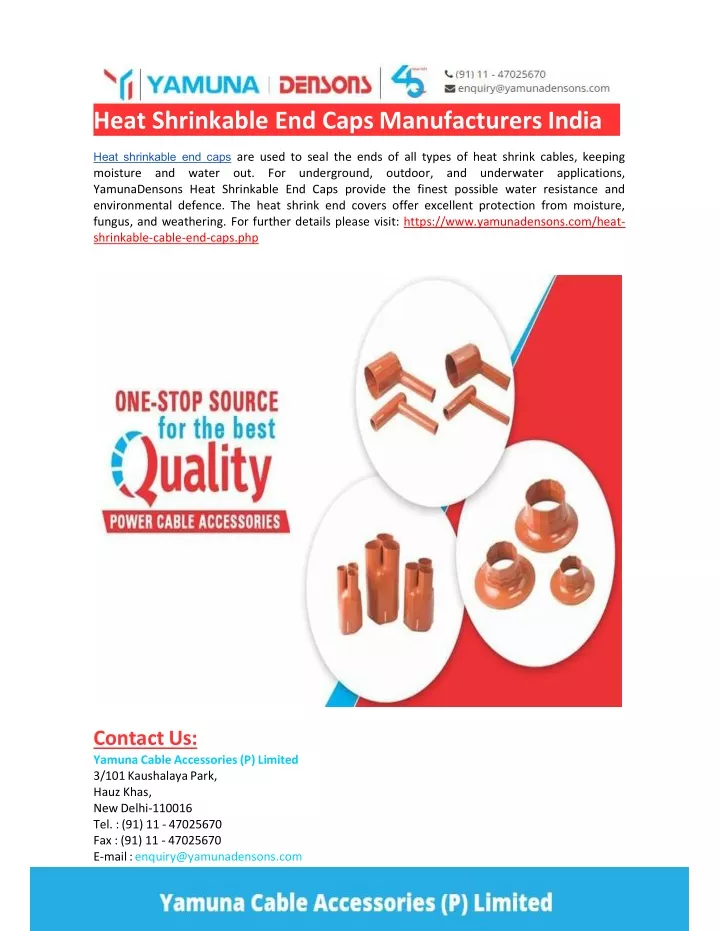 heat shrinkable end caps manufacturers india
