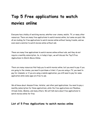Free applications to watch movies