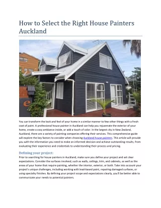 How to Select the Right House Painters Auckland