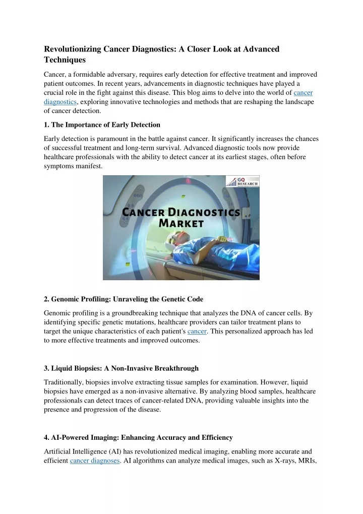 revolutionizing cancer diagnostics a closer look