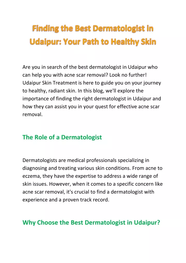 are you in search of the best dermatologist