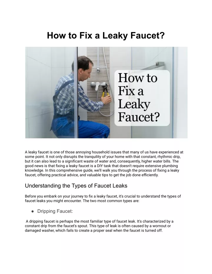 how to fix a leaky faucet