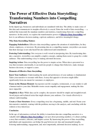 the power of effective data storytelling