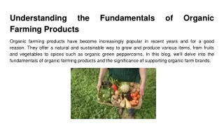 Understanding the Fundamentals of Organic Farming Products